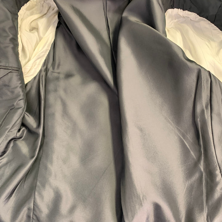 YVES SAINT LAURENT Size 42 Long Grey Charcoal Wool Notch Lapel Suit