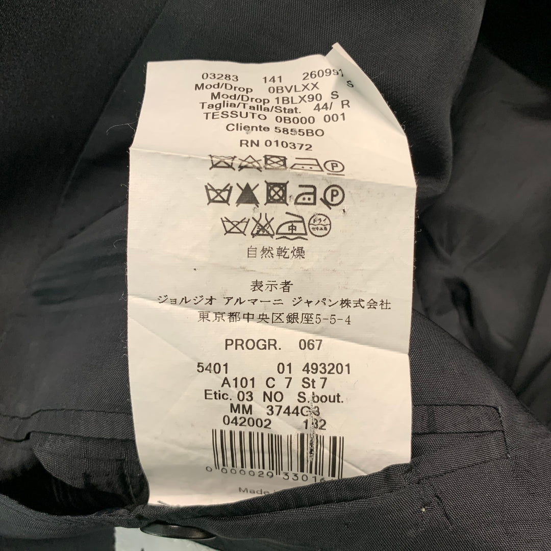 ARMANI COLLEZIONI Size 44 Black Solid Wool Tuxedo Sport Coat