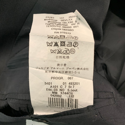 ARMANI COLLEZIONI Size 44 Black Solid Wool Tuxedo Sport Coat