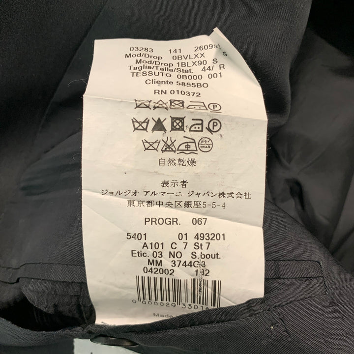 ARMANI COLLEZIONI Size 44 Black Solid Wool Tuxedo Sport Coat