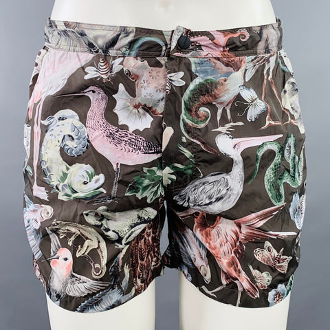 VALENTINO Size 30 Multi Color Animals Print Polyamide Mesh Lined Swim Trunks