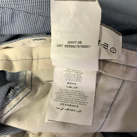 GANT RUGGER Size 32 Blue Light Blue Geometric Cotton Blend Cuffed Dress Pants