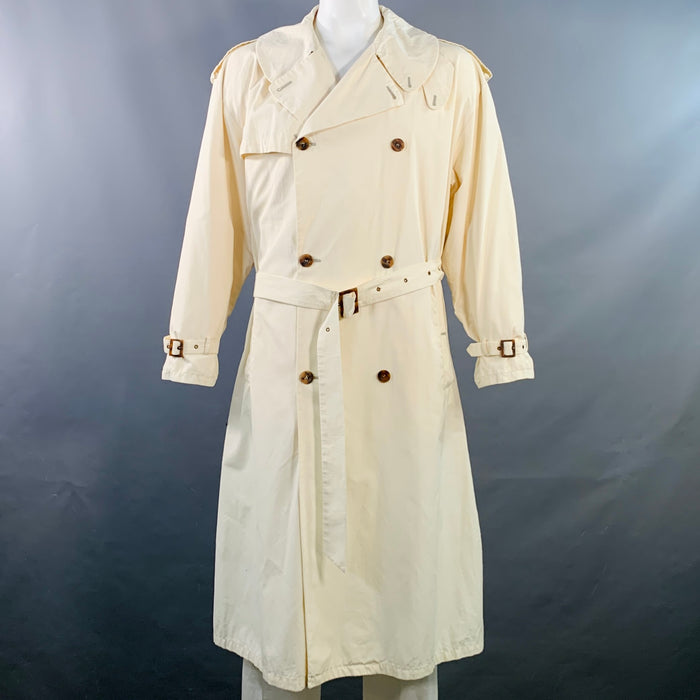 GIORGIO ARMANI Vintage Size L Cream Cotton Oversized Belted Trenchcoat
