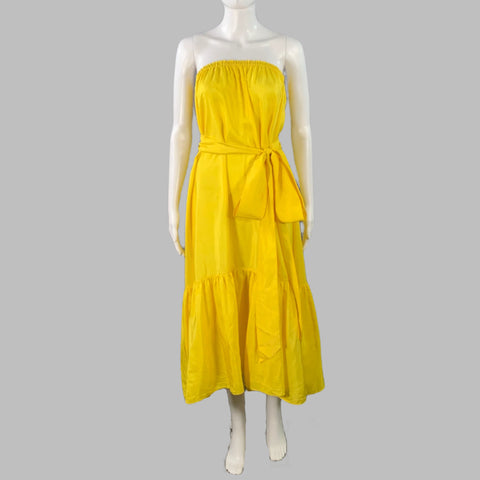 Robe bustier en soie jaune Sakura à volants, taille S, de la marque ANAAK