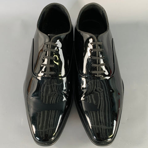 SUITSUPPLY Size 10.5 Black Patent Leather Tuxedo Oxford Lace-Up Shoes