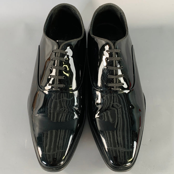 SUITSUPPLY Size 10.5 Black Patent Leather Tuxedo Oxford Lace-Up Shoes