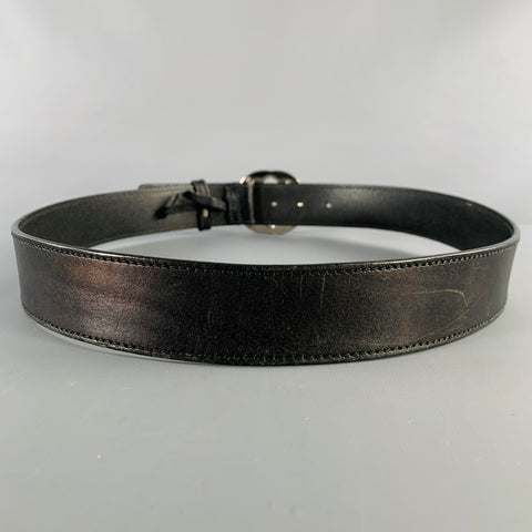 GUCCI Ceinture en cuir noir et argent GG, taille 36
