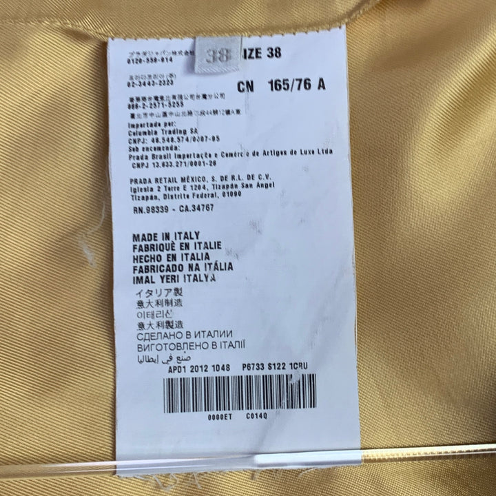 PRADA Size 2 Yellow Virgin Wool Angora Cashgora Single Breasted Coat