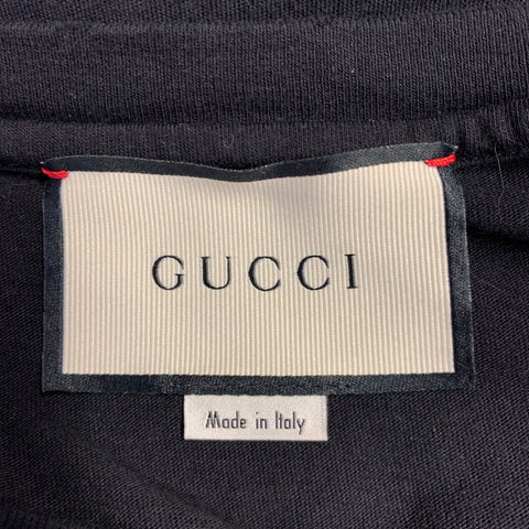 GUCCI Size S Black Multi Color Logo Short Sleeve T-shirt