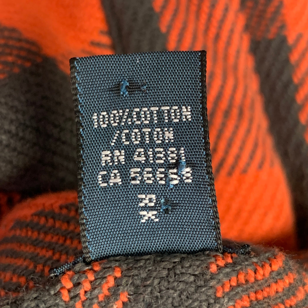 POLO by RALPH LAUREN Size L Orange Black Plaid Cotton Snaps Western Long Sleeve Shirt