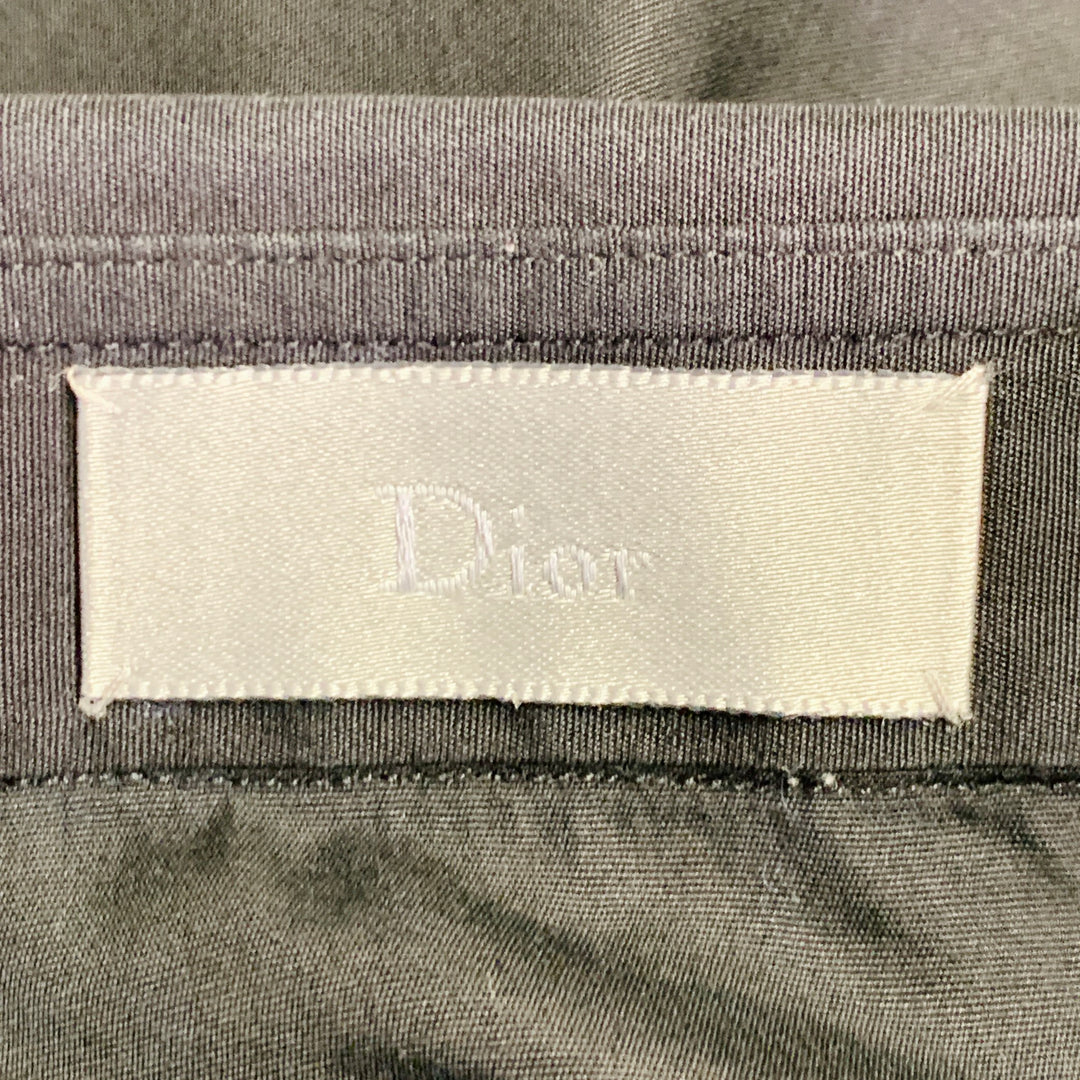 DIOR HOMME Size L Black Cotton Hidden Placket Embroidered Long Sleeve Shirt