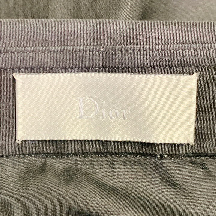 DIOR HOMME Size L Black Cotton Hidden Placket Embroidered Long Sleeve Shirt