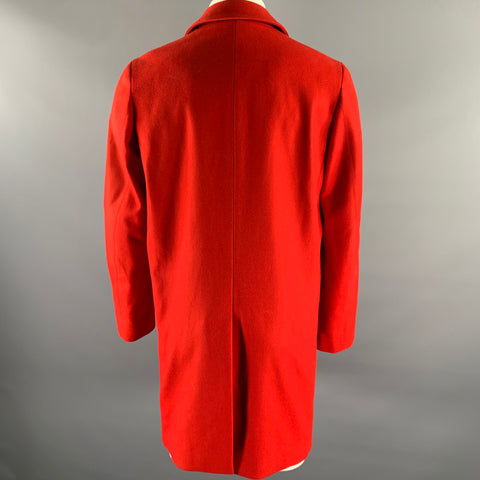 DRIES VAN NOTEN Size 38 Red Wool Polyamide Notch Lapel Coat