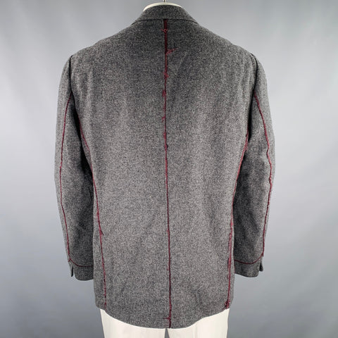 PAUL SMITH Size 42 Grey Burgundy Wool Blend Contrast Trim Jacket