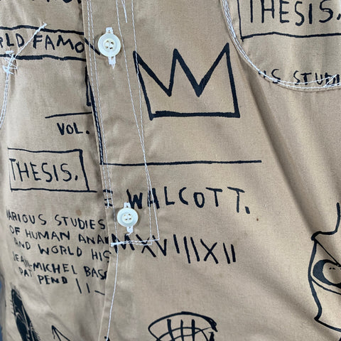 JUNYA WATANABE x BASQUIAT Size M Tan Black Graffiti Cotton Two Pockets Long Sleeve Shirt