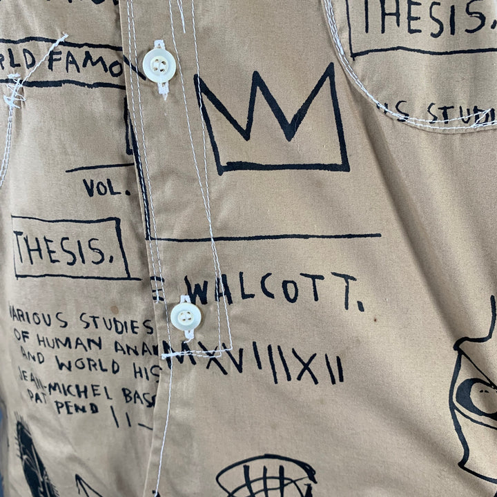 JUNYA WATANABE x BASQUIAT Size M Tan Black Graffiti Cotton Two Pockets Long Sleeve Shirt