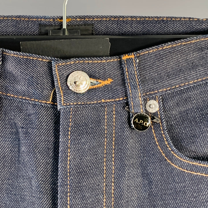 A.P.C. Size 29 Indigo Contrast Stitch Selvedge Denim Straight Jeans