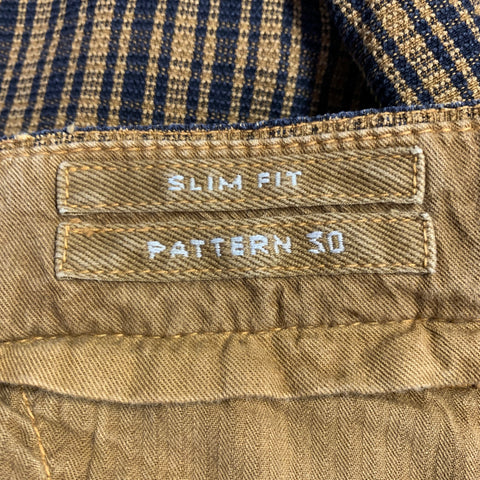 INCOTEX Size 35 Brown Black Plaid Cotton Casual Pants