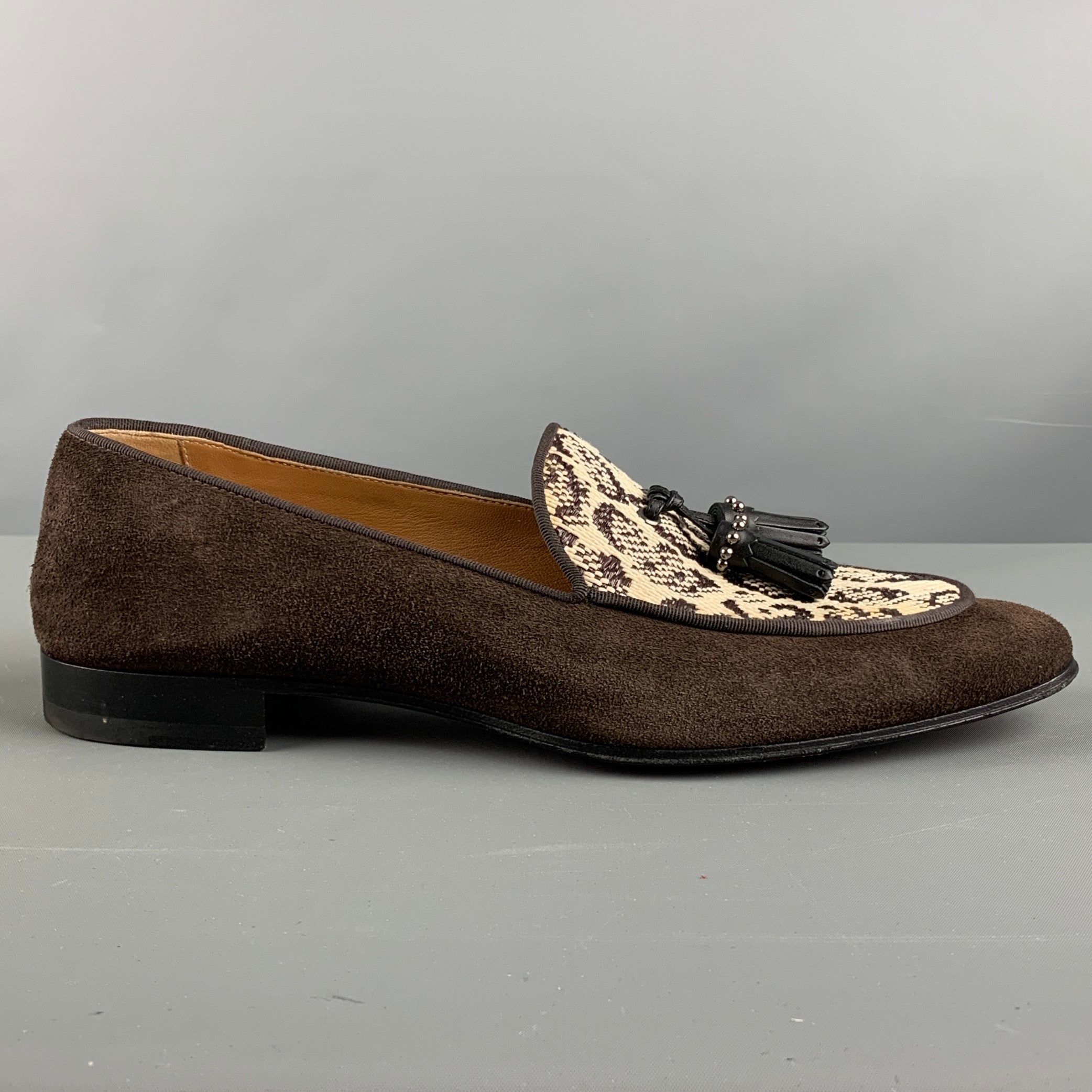 CHRISTIAN LOUBOUTIN Size 9 Brown Beige Mixed Materials Woven
