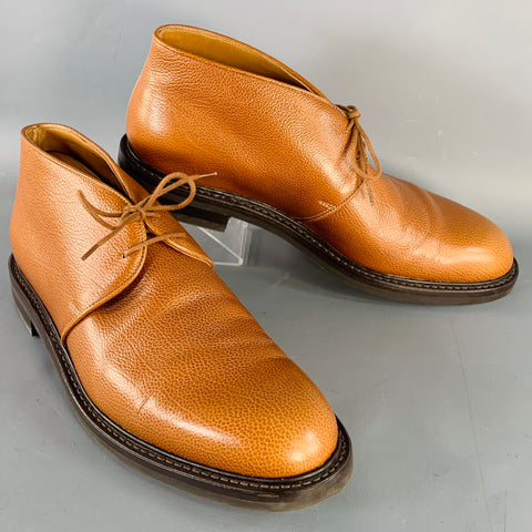 JOHN LOBB Bottines Chukka à lacets en cuir grainé marron, taille 8,5, modèle Grove