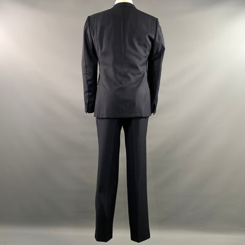 ERMENEGILDO ZEGNA Chest Size 40 Navy Solid Wool Double Breasted 32 31 Suit