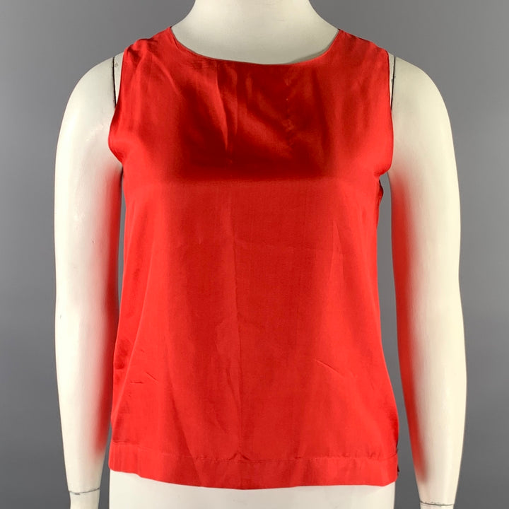 HERMES Size 8 Red Silk Tank Casual Top