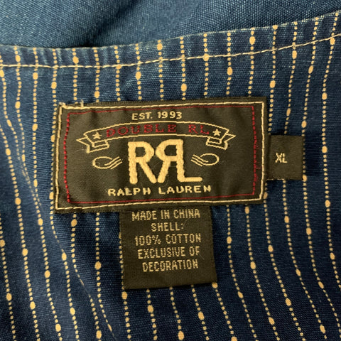 RRL by RALPH LAUREN Size XL Navy Indigo Contrast Stitch Cotton Worker Vest