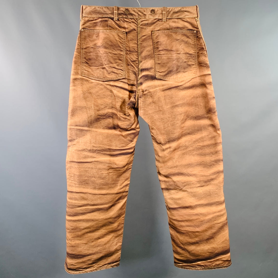 JUNYA WATANABE x CARHARTT 2023 Size S Brown Marble Print Cotton Worker Casual Pants