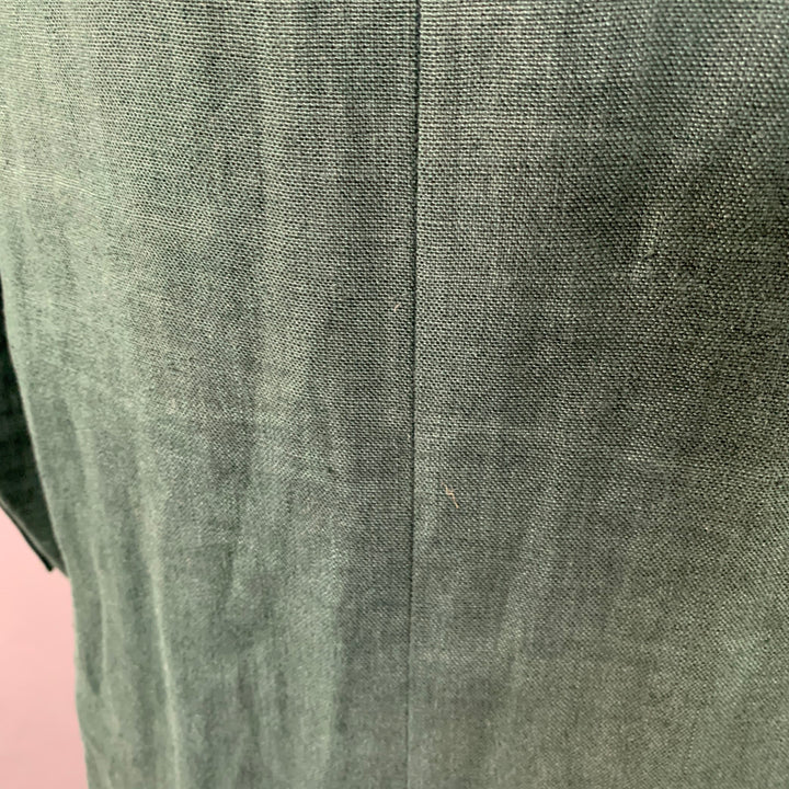BURBERRY PRORSUM SS15 Size 44 Green Linen Double Breasted Coat