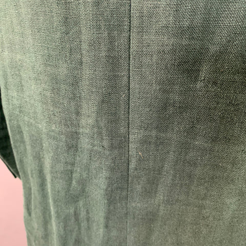 BURBERRY PRORSUM SS15 Size 44 Green Linen Double Breasted Coat