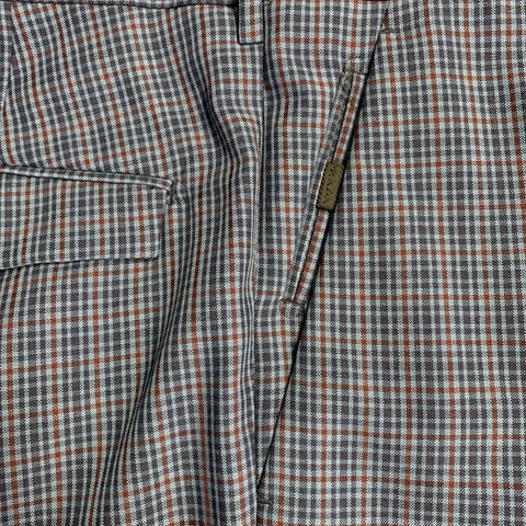 PRADA Size 30 Blue Navy Burgundy Plaid Wool Mohair Button Fly Dress Pants