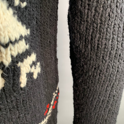 Polo Ralph Lauren Pull nordique en laine et alpaga noir, rouge et blanc – Taille M