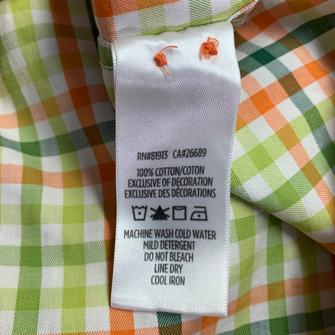 ROBERT GRAHAM Size XL Green Orange Checkered Cotton Long Sleeve Shirt
