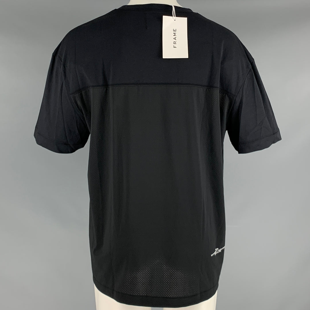 FRAME Size M Black Polyester Blend Crew Neck T-shirt