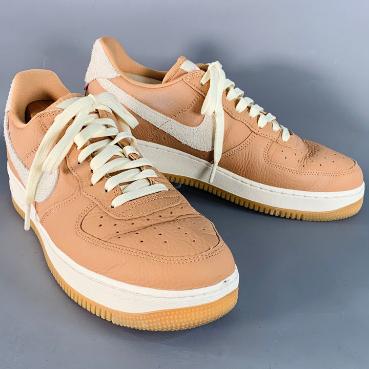 NIKE AIR Size 10.5 Orange White Logo Leather Chunky Sole Sneakers