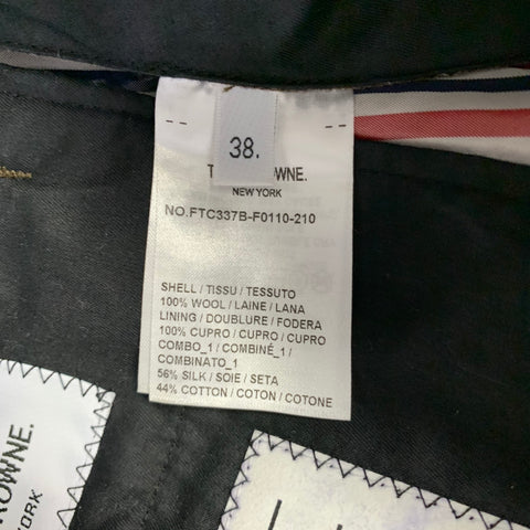 THOM BROWNE Size 2 Brown Olive Wool Herringbone Flat Front Dress Pants