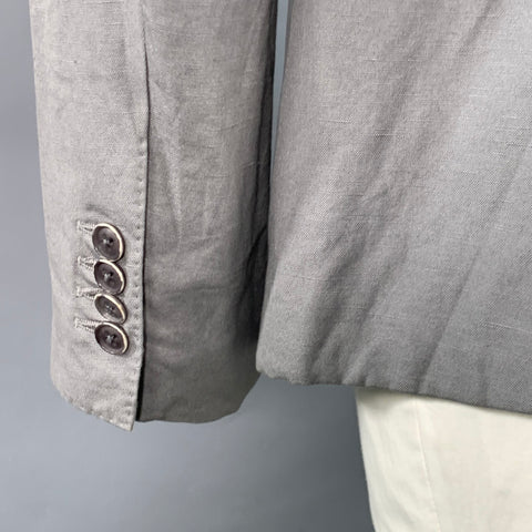 DOLCE & GABBANA Size 42 Grey Cotton Linen Notch Lapel Sport Coat