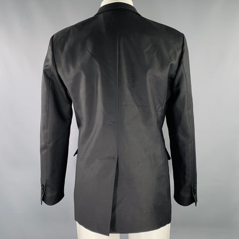 DSQUARED2 Size 40 Black Glitter Wool Silk Peak Lapel Sport Coat