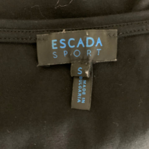 ESCADA Size S Black Silver Cotton Elastane Rhinestones Pullover Womens