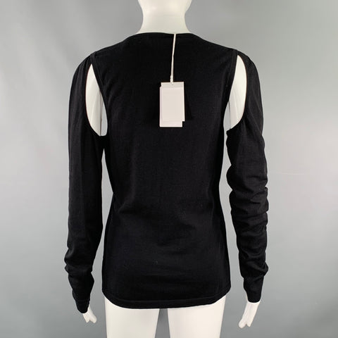 HELMUT LANG Size M Black Cut Out Crew Neck Pullover