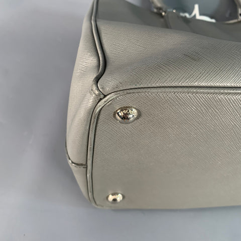 PRADA Galleria Grey Saffiano Leather Top Handles Handbag