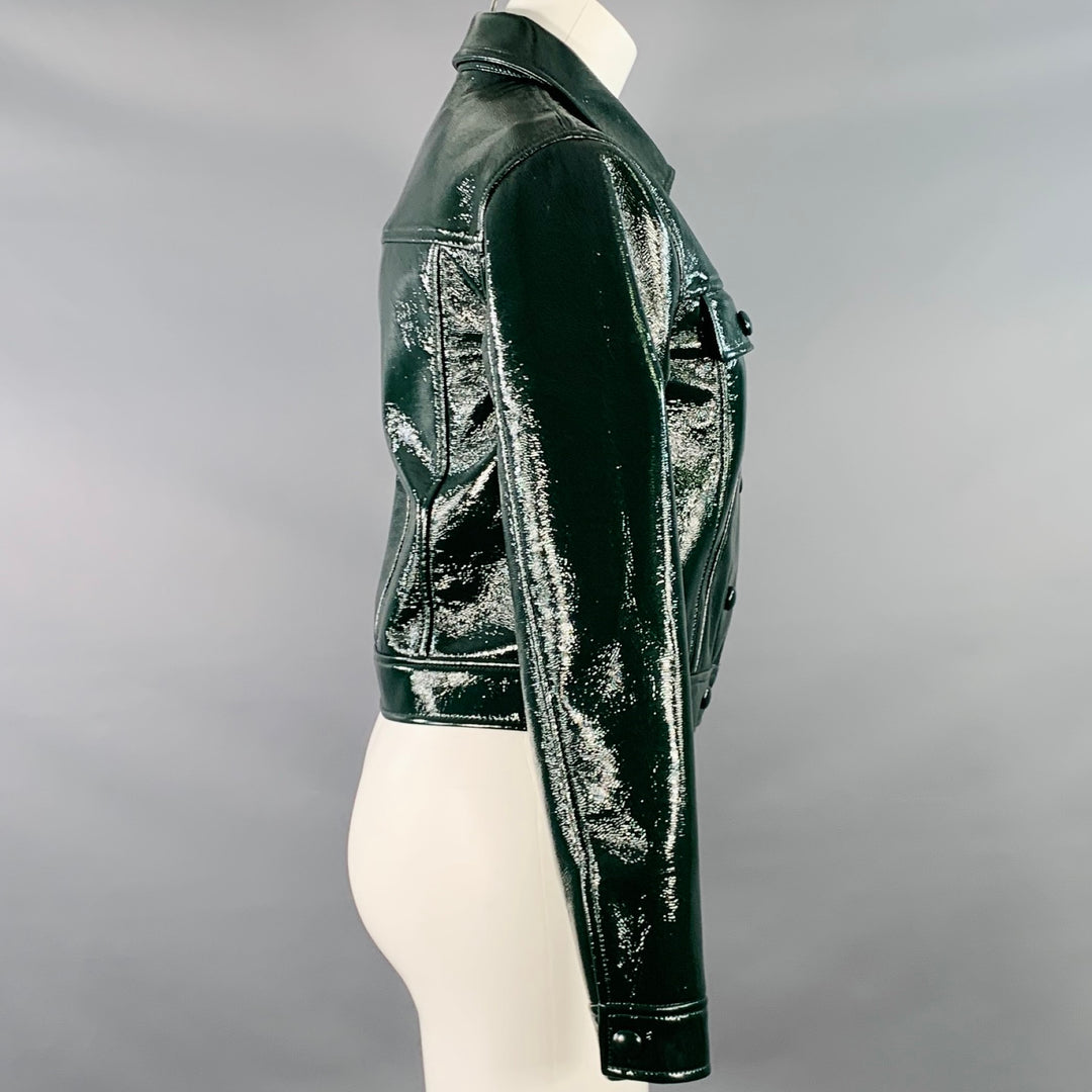 PROENZA SCHOULER Size 2 Green Polyurethane Cropped Vinyl Jacket