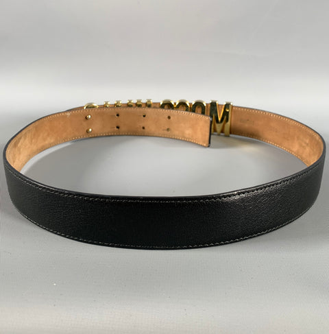 MOSCHINO Waist Size 32 Black Gold Leather Belt