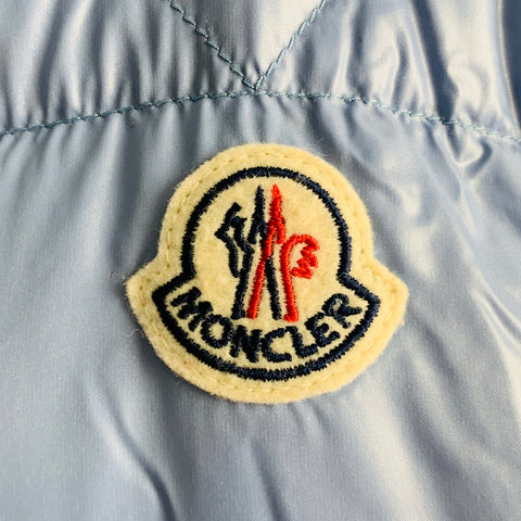 MONCLER Size XXXL Light Blue Quilted Polyamide Zip Up Jacket