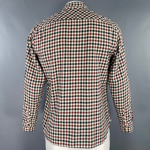 PAUL SMITH JEANS Size L Cream Red Black Plaid Cotton Long Sleeve Shirt