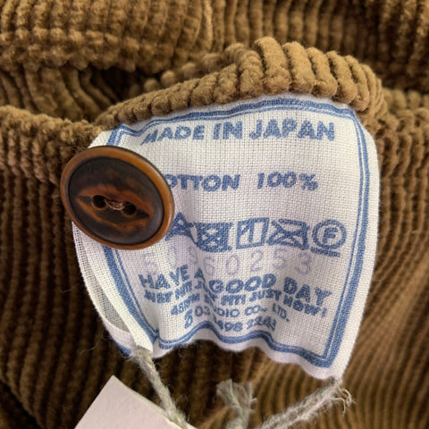 Pantalon décontracté 45 tours en velours côtelé marron, taille L, taille élastique en coton