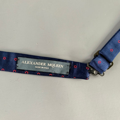 ALEXANDER MCQUEEN Navy Red Circles Silk Bow Tie