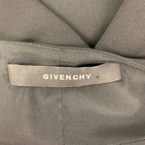 GIVENCHY Size 4 Black Gunmetal Polyester Short Sleeve Dress