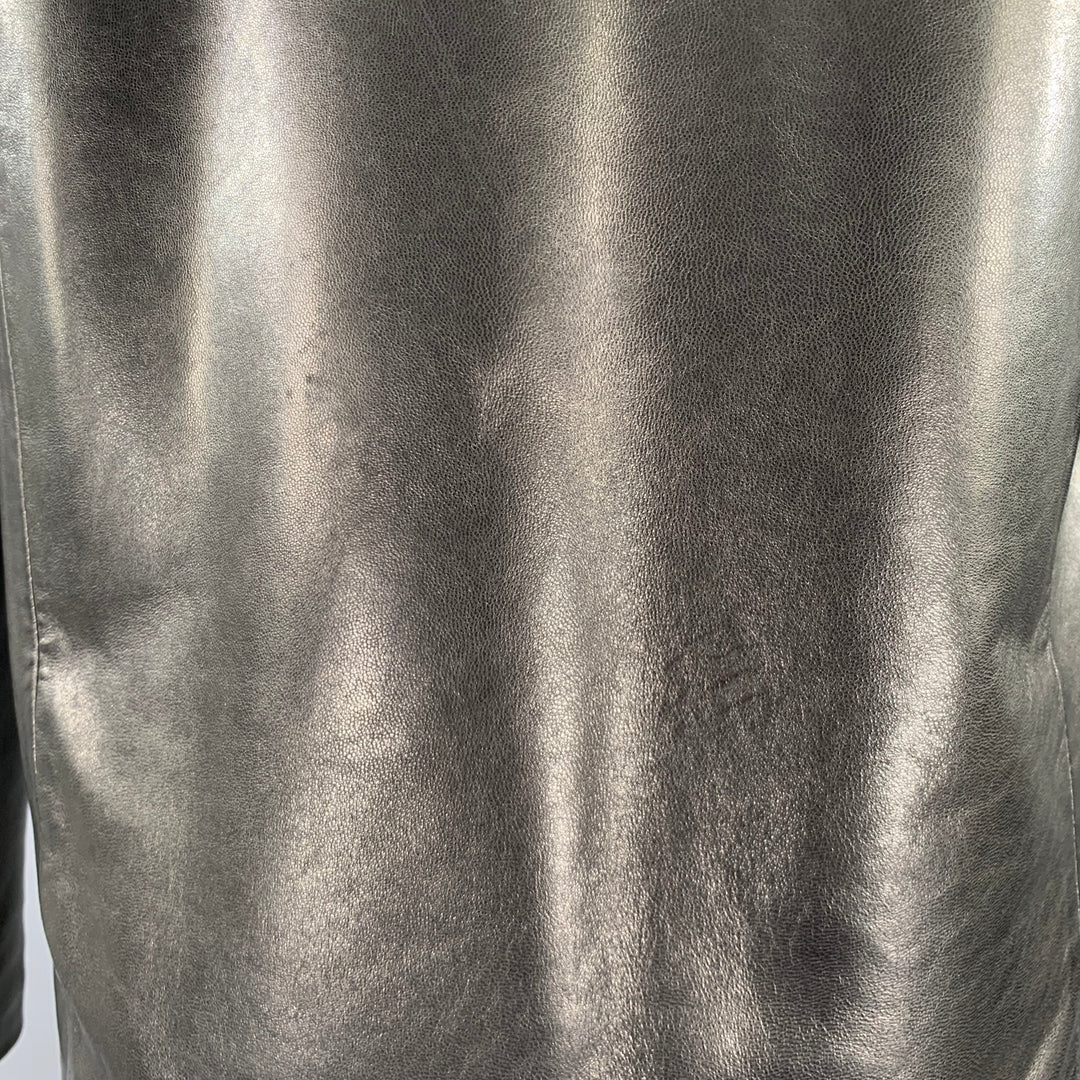 COLE HAAN Size S Black Lambskin Leather Zip Up Coat