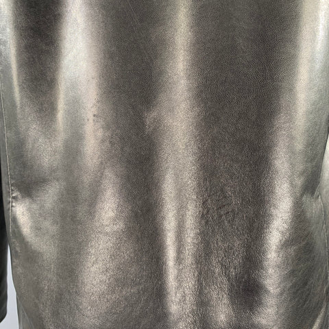 COLE HAAN Size S Black Lambskin Leather Zip Up Coat